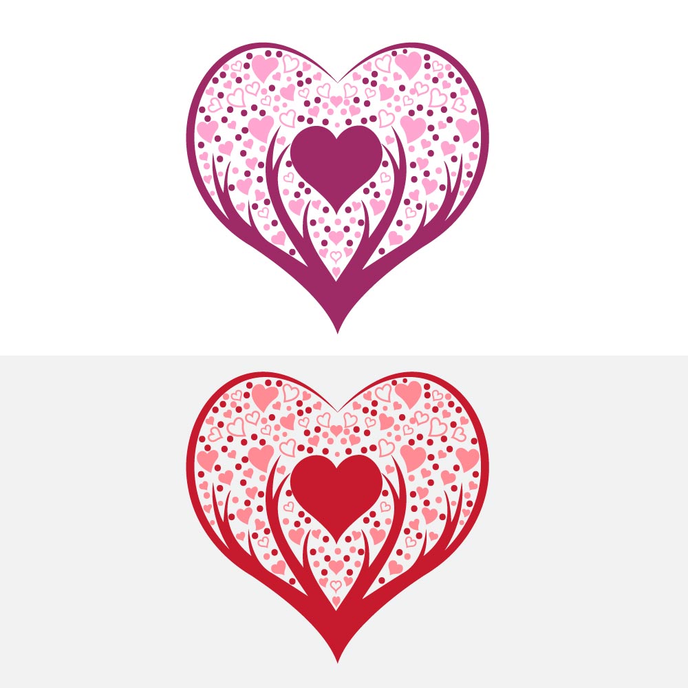 Decorative Valentine Heart with Mini Hearts and Polka Dots Vector