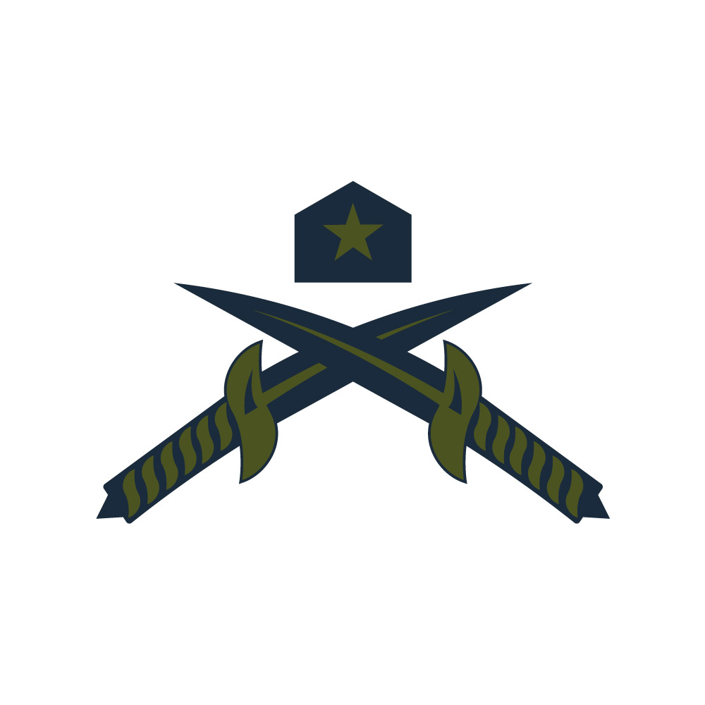 Military Crossed Swords Emblem with Star Insignia Vector