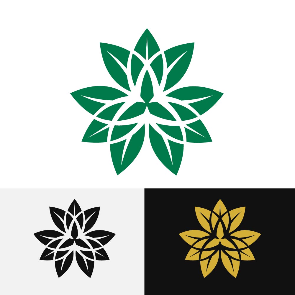 Minimalist Green Geometric Leaf Flower Logo Design SVG