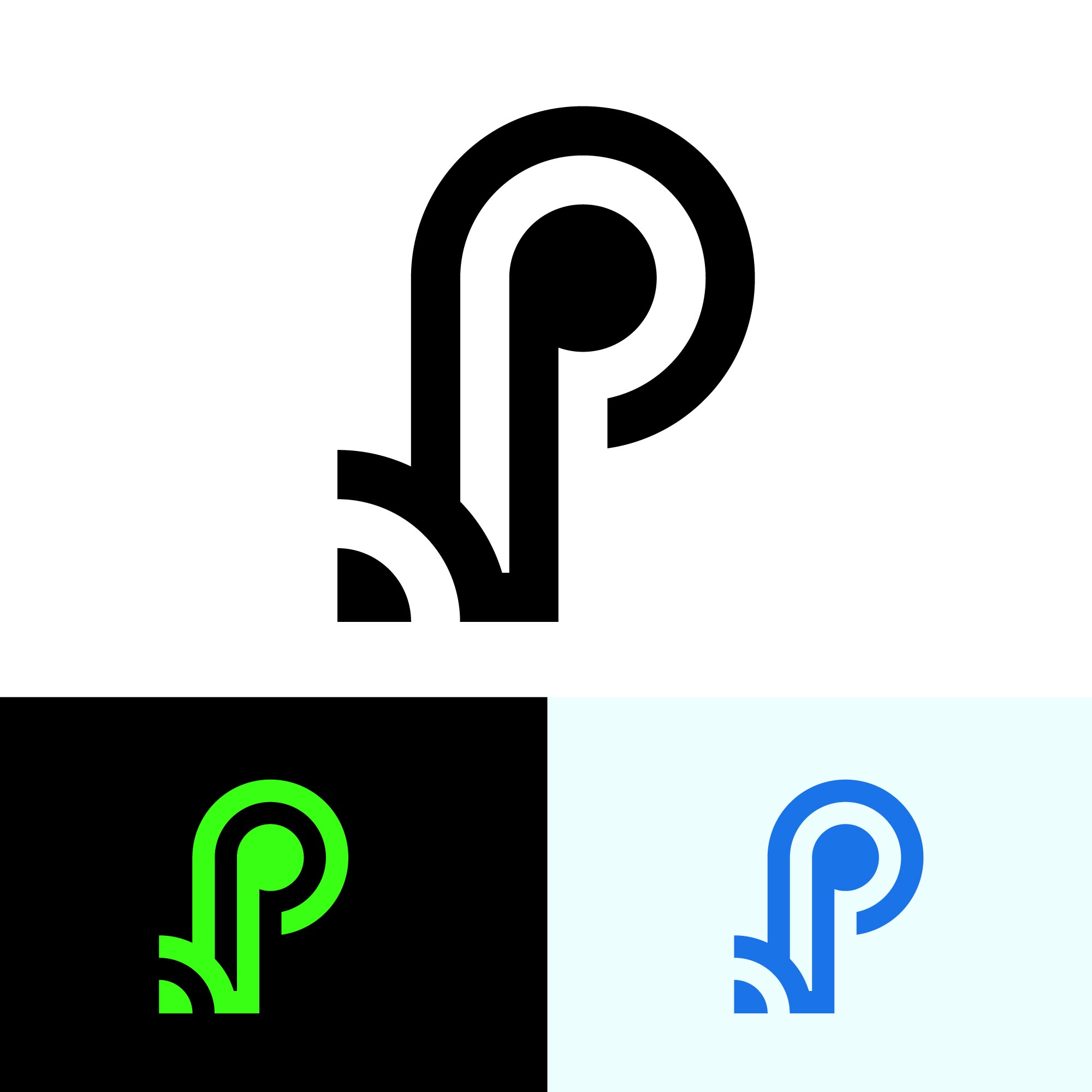 Minimalist Letter P Logo Vector - Modern Music Podcast and Tech Monogram