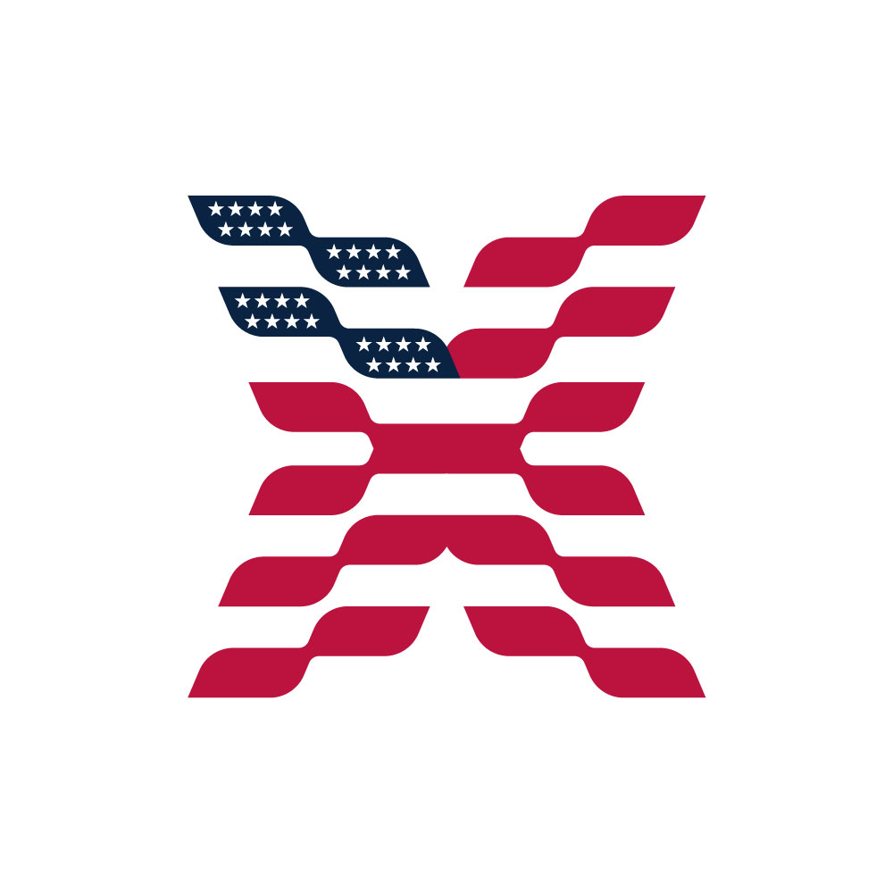 Abstract American Flag Letter X Vector Logo Design