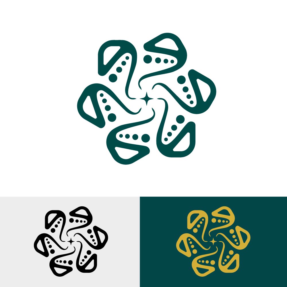Abstract Floral Mandalas Logo Vector Icon with Sparkle Star