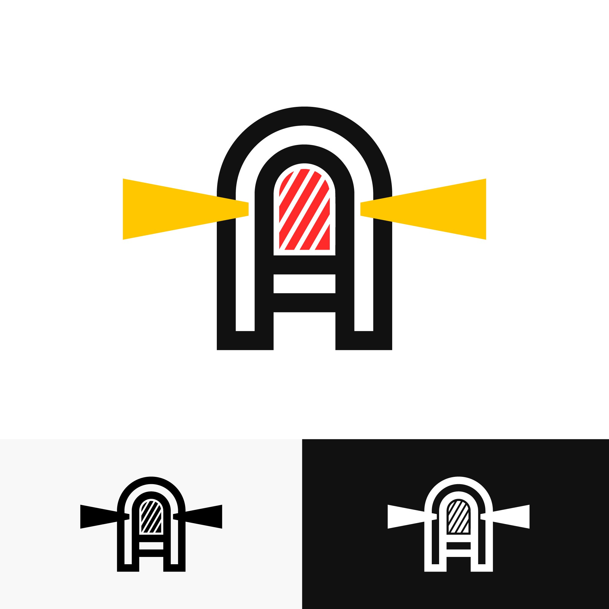 Abstract Letter A Lighthouse Monogram Logo Vector Icon.