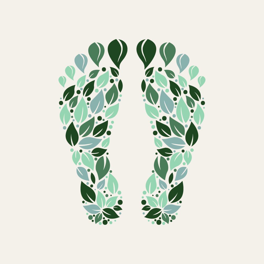 Eco Friendly Green Leaf Footprint Vector Logo Design