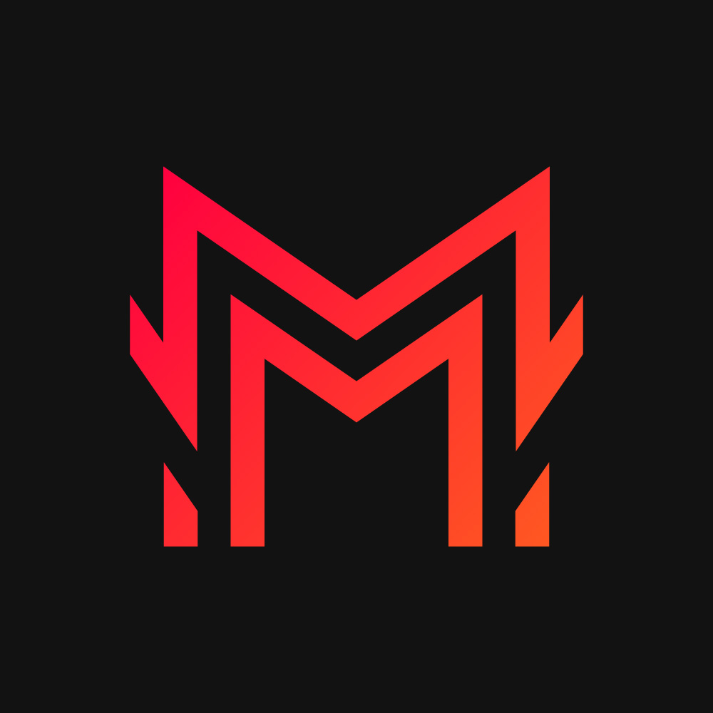 Bold Futuristic Letter M Flame Logo Design