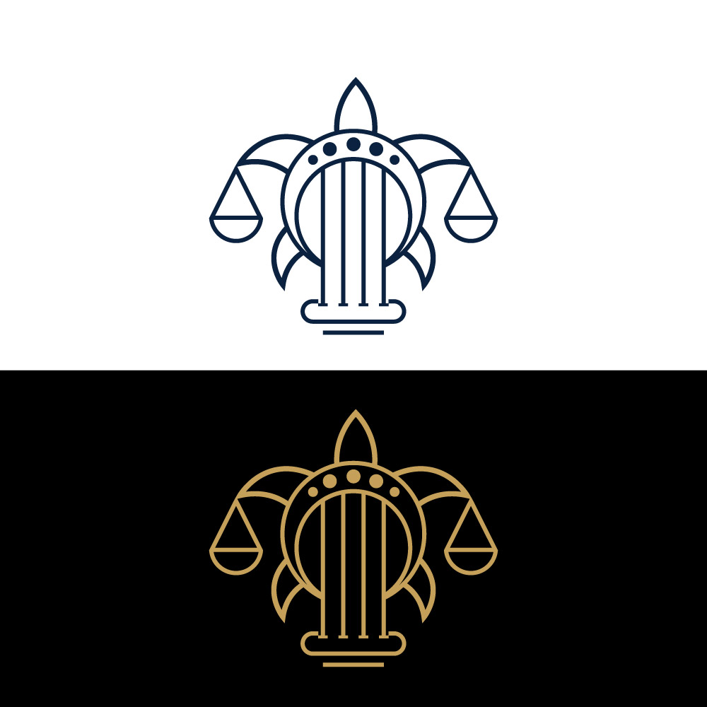 Fleur De Lis Law Firm Logo Template - Scales of Justice Vector Emblem