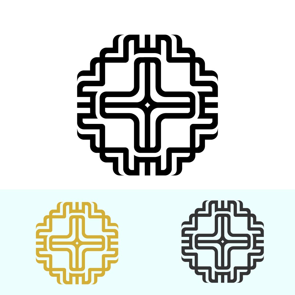 Geometric Cross Emblem - Modern Monoline Cross Logo Vector SVG