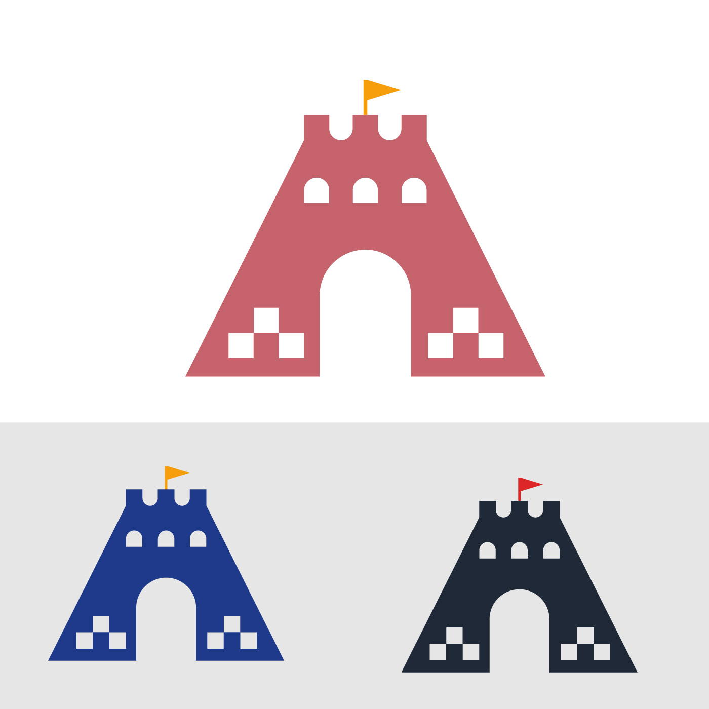 Letter A Castle Logo Vector Icon - Minimalist Fortress Monogram.