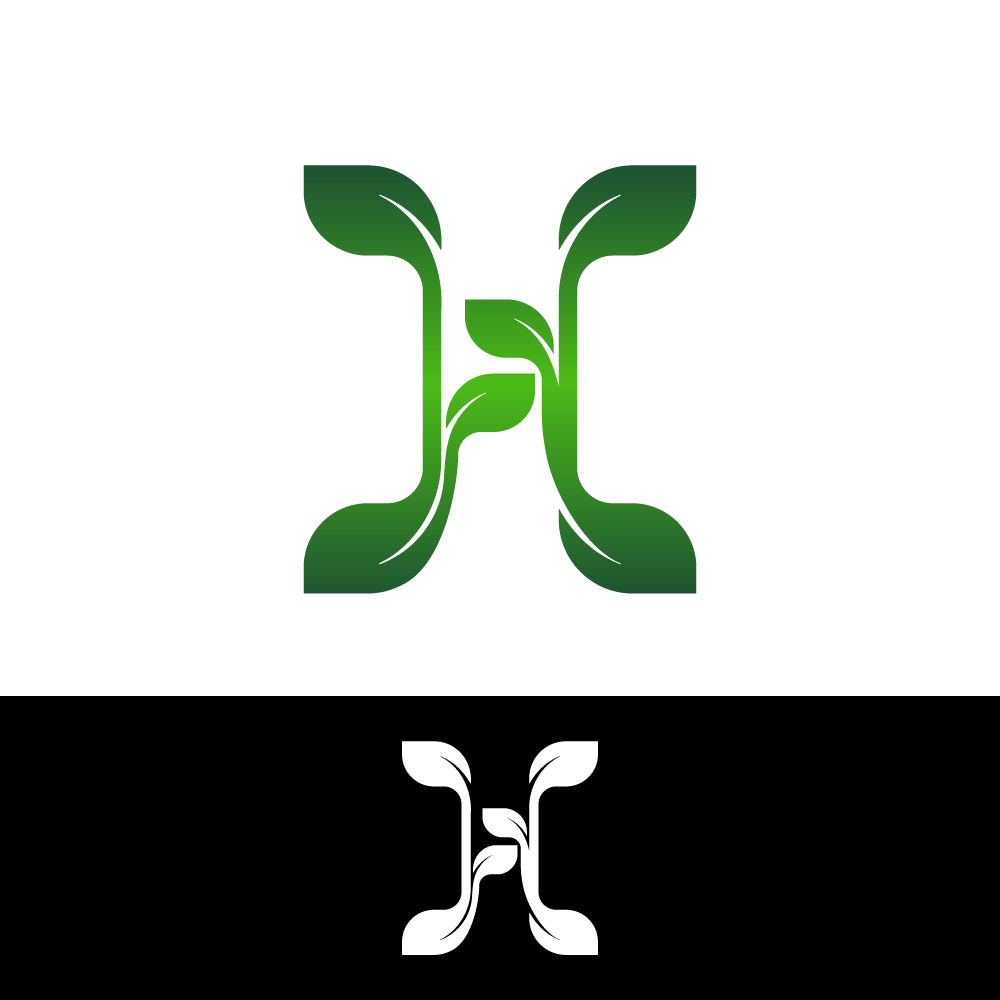 Letter H Green Leaf Organic Logo Concept
