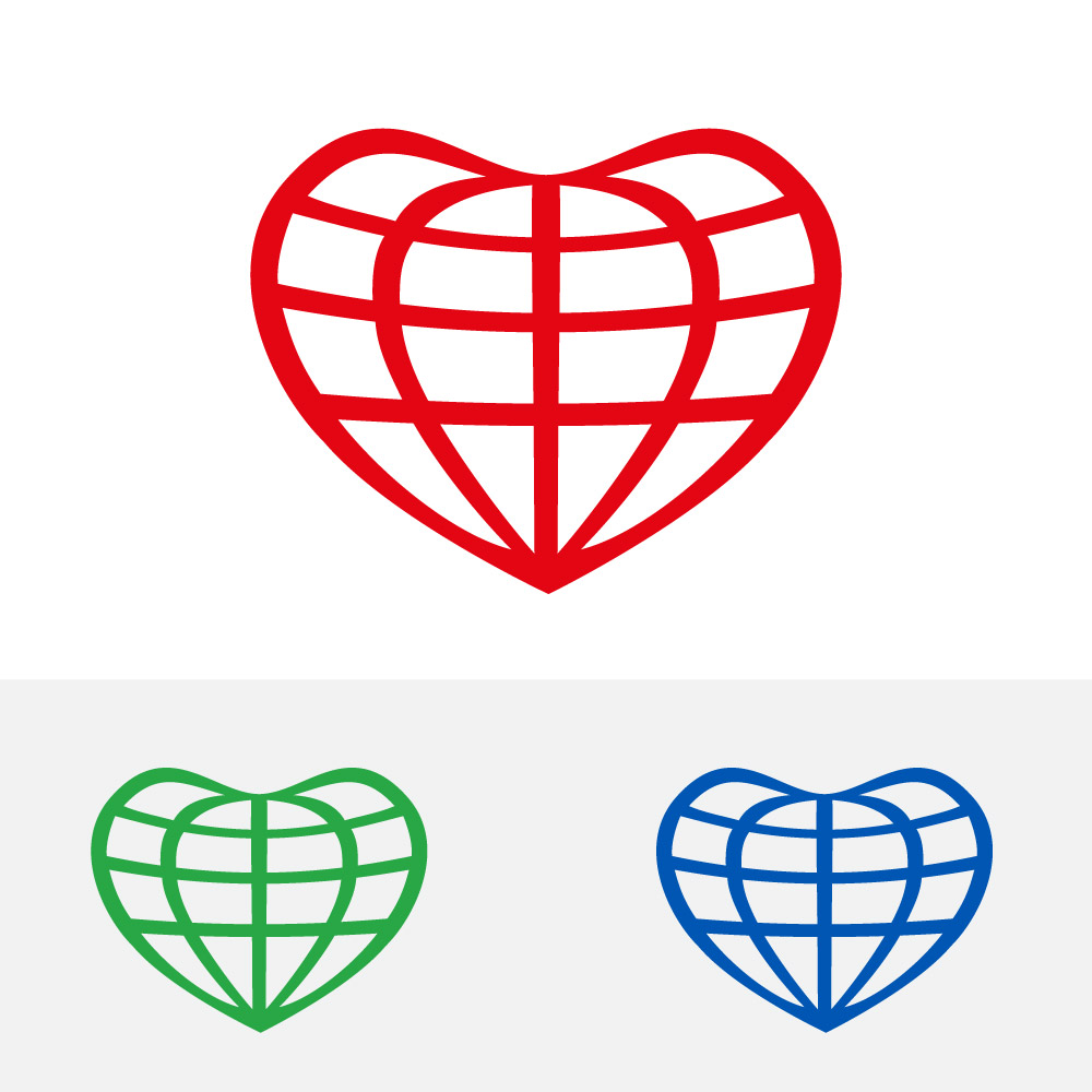 Red Heart Shaped Globe Vector Logo Design