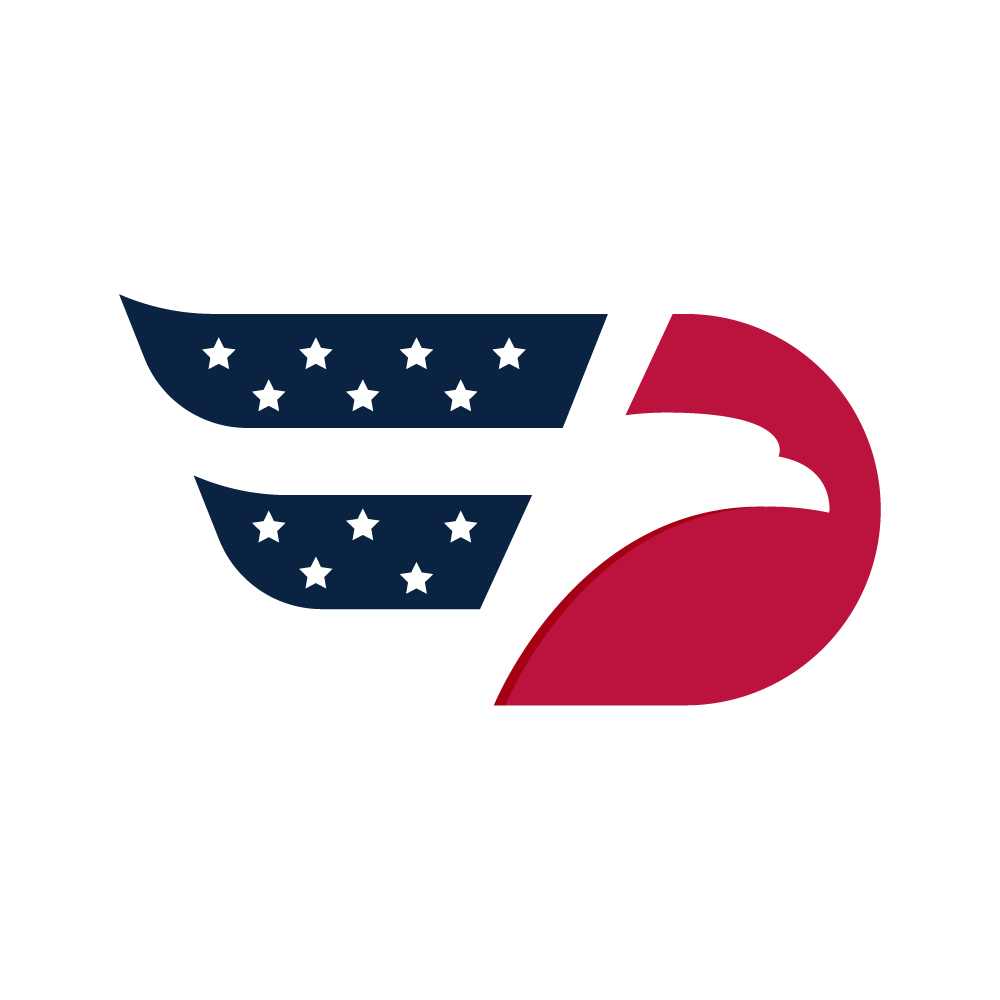 Patriotic American Bald Eagle with USA Flag Wing Vector Logo