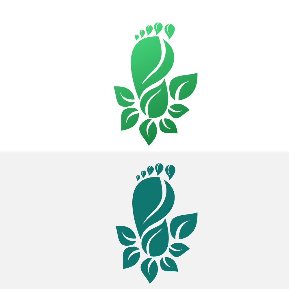 Green Eco Leaf Footprint Vector Logo - Natural Wellness and Sustainability Concept