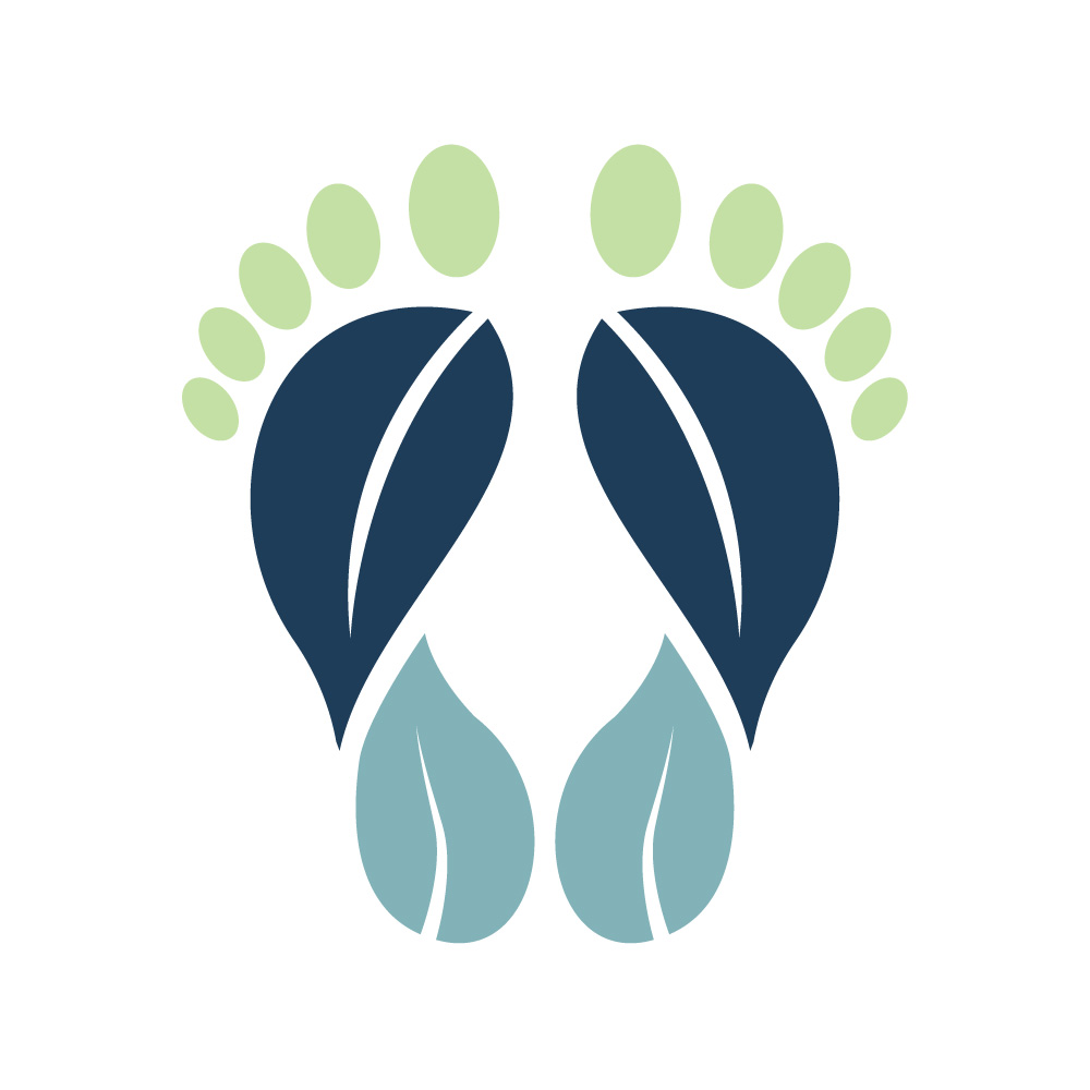 Nature Foot Care Logo with Leaves - Eco Friendly Pedicure Icon