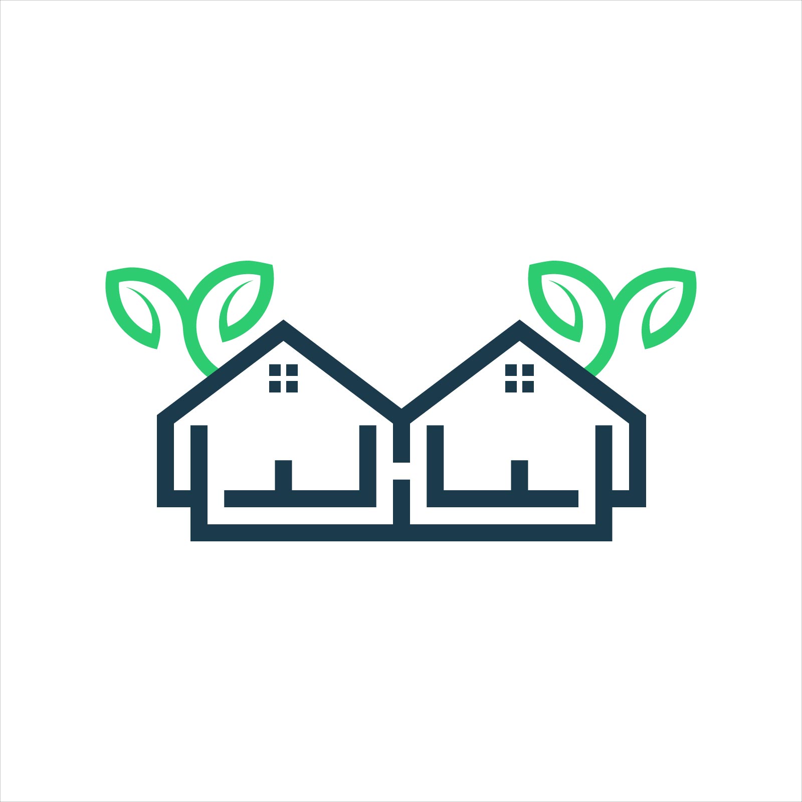 Eco Friendly Twin House Logo Design Template