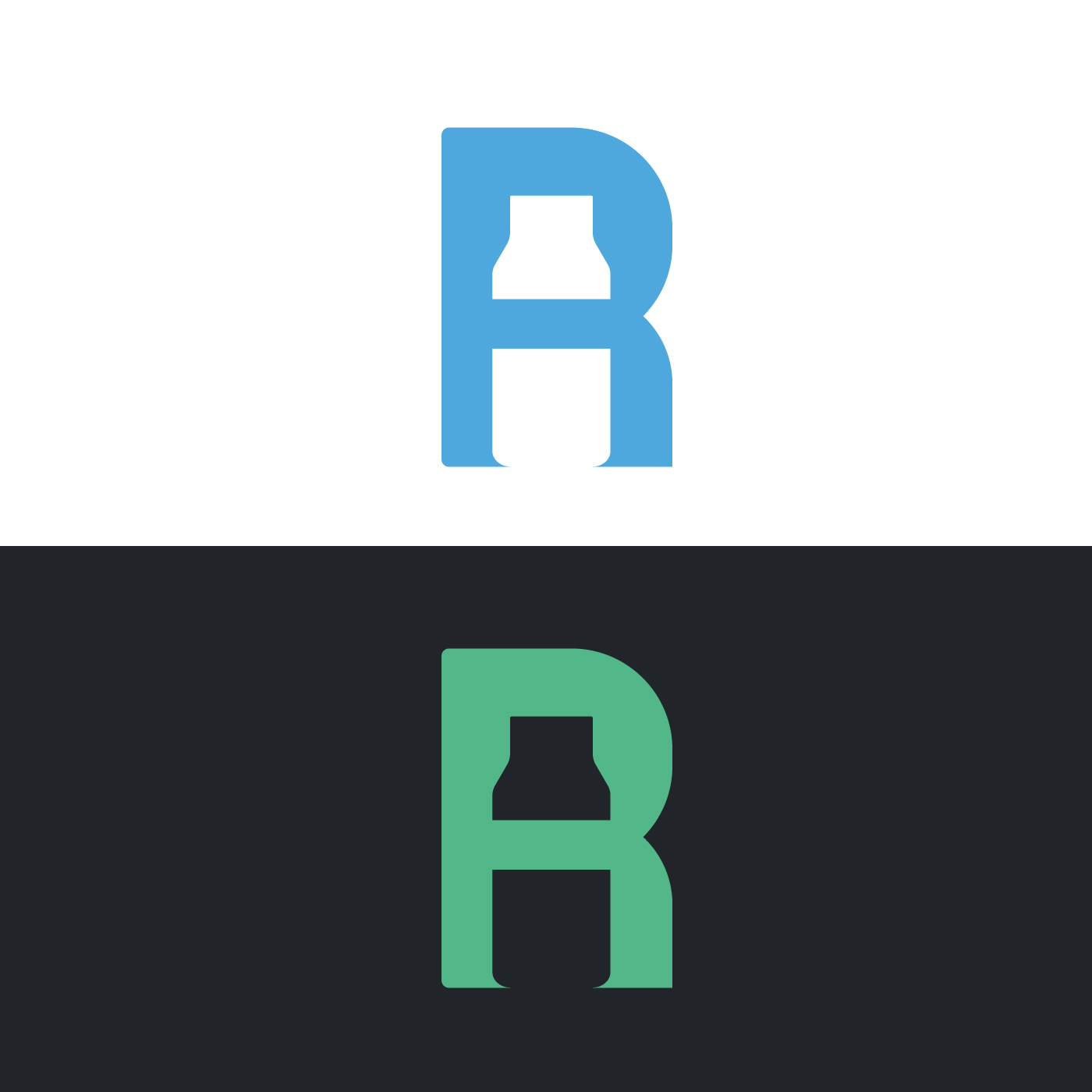 Minimalist Letter R Milk Bottle Logo Design Vector Template