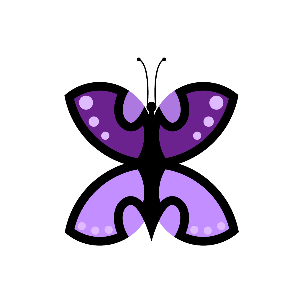 Symmetrical Minimalist Purple Butterfly Vector Illustration