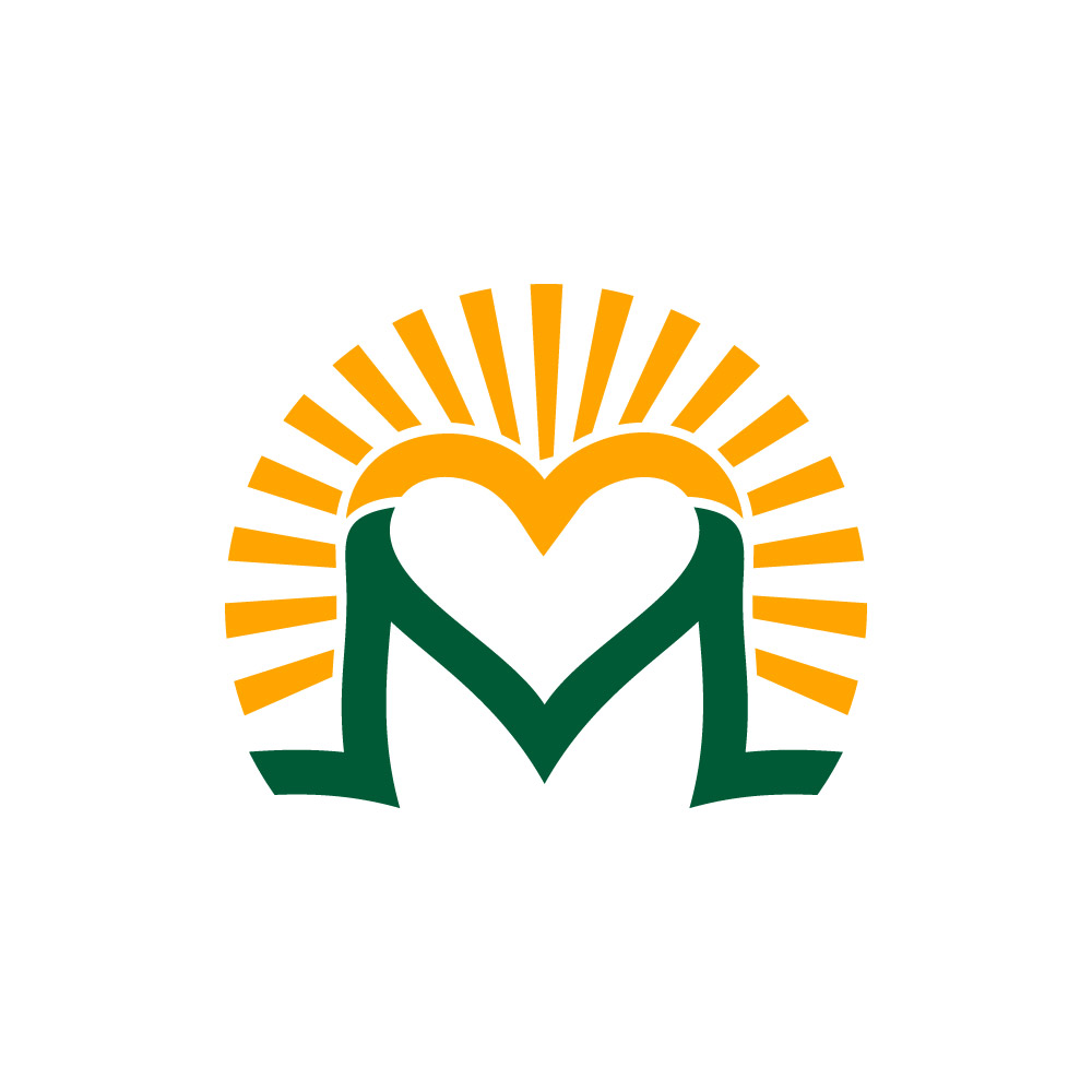 Modern Letter M Sun Logo Template - Corporate Brand Identity Vector