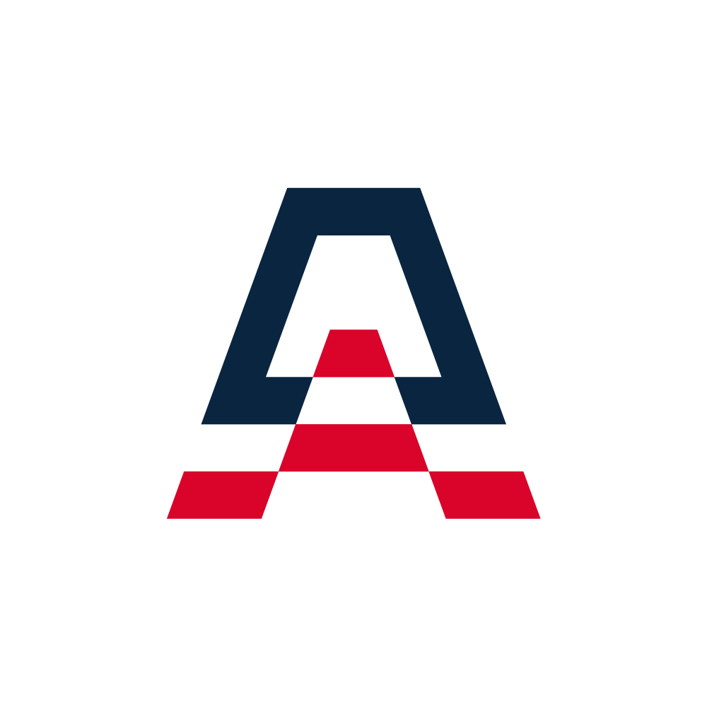 Modern Geometric Letter A Logo Template with American Flag Colors