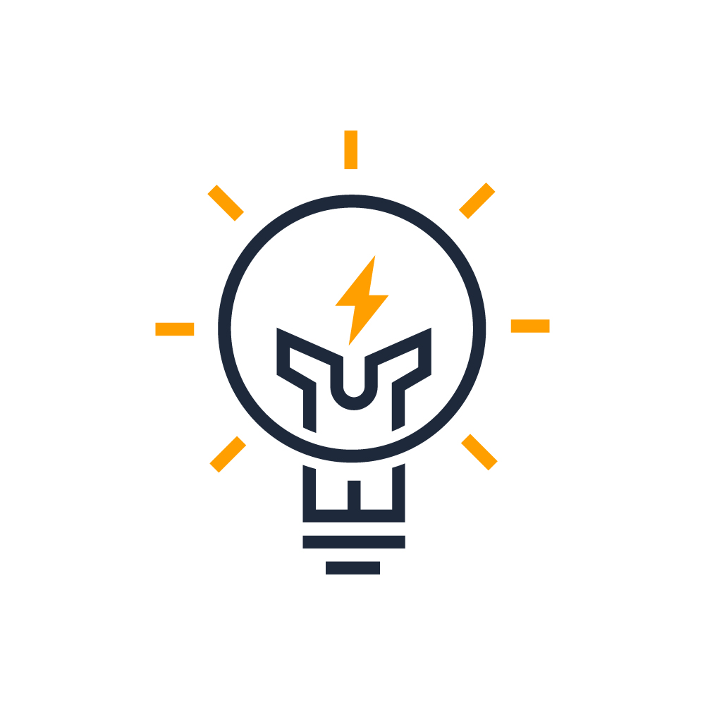 Minimalist Light Bulb and Lightning Bolt Logo Icon Vector