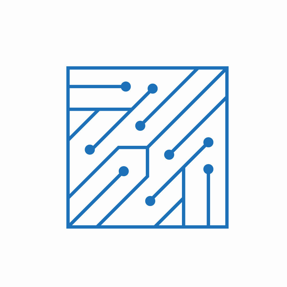 Minimalist Blue Tech Circuitry Logo Template for Startups