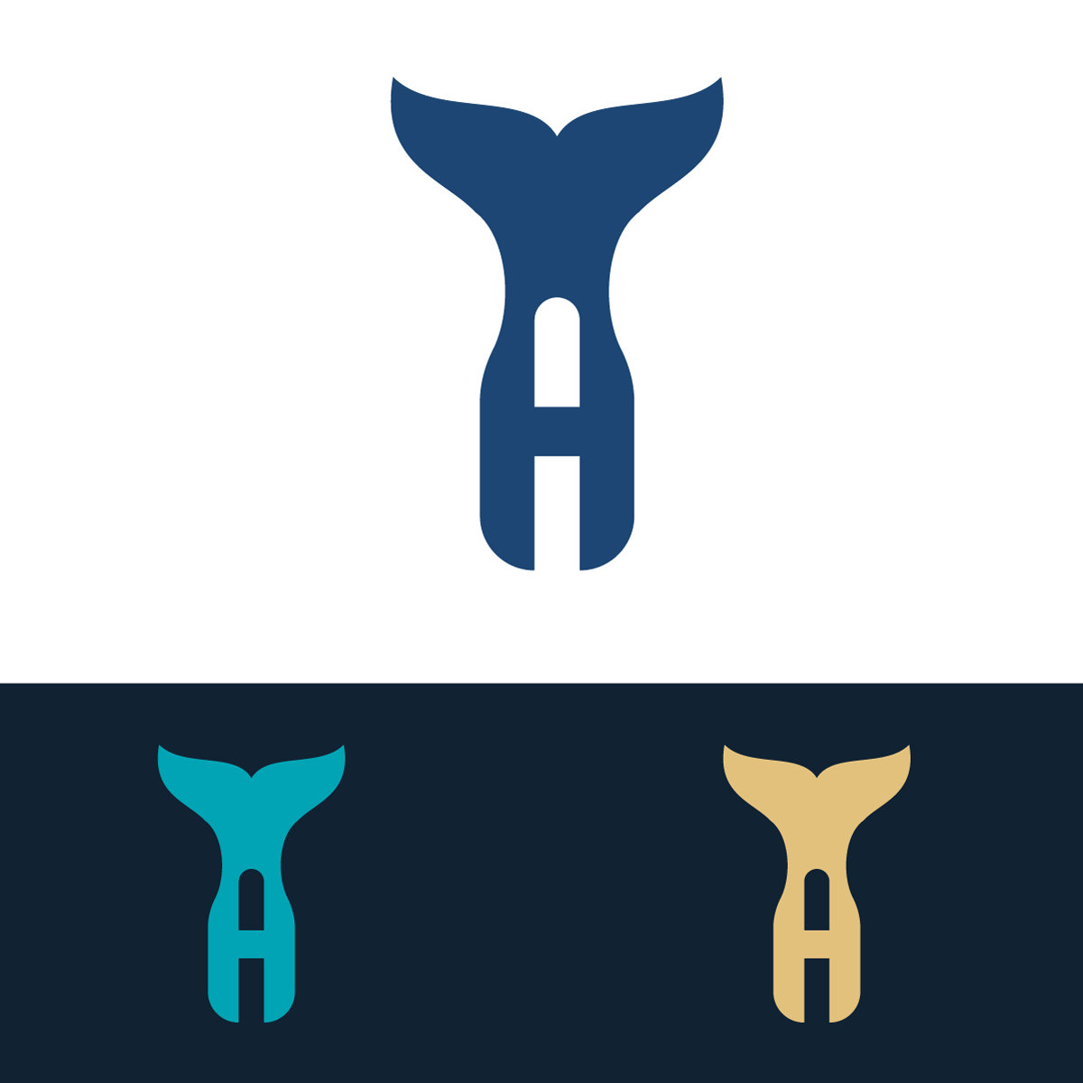 Abstract Ocean Whale Tail Initial A Monogram Vector Icon
