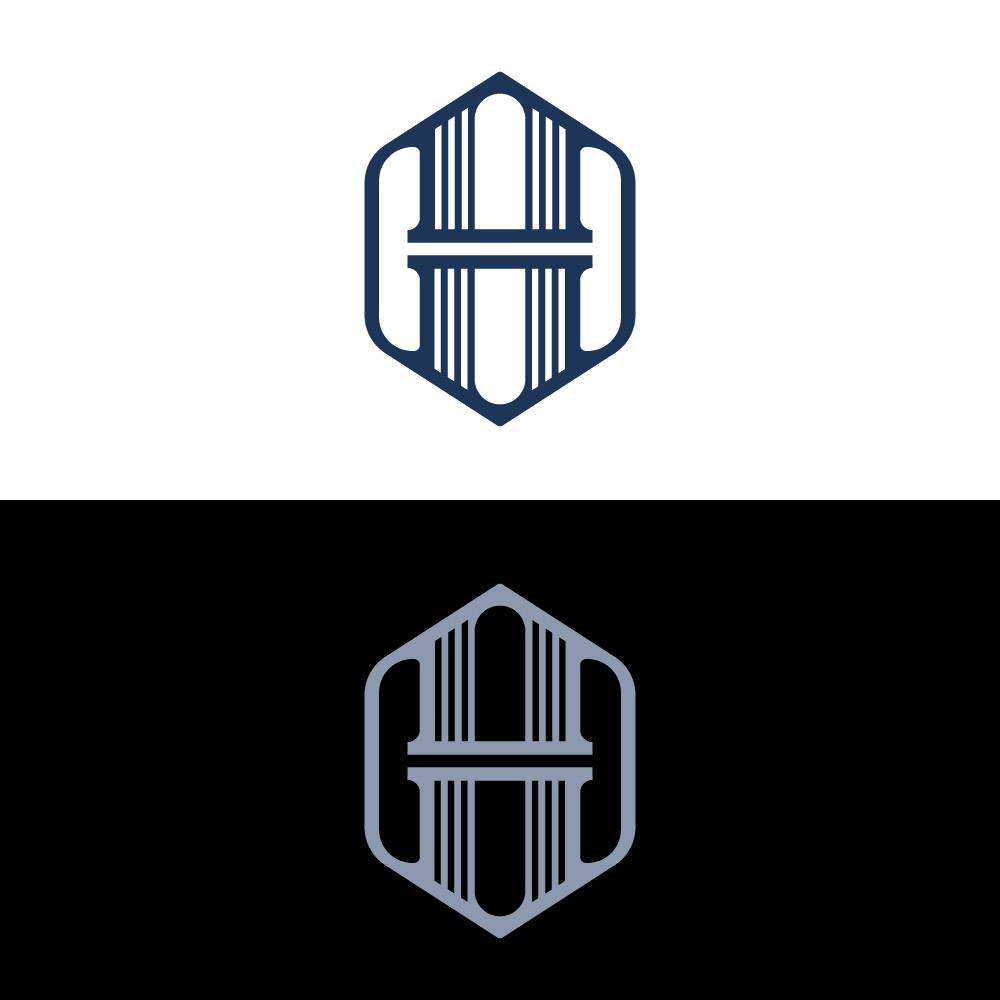 Abstract Bridge Logo in Hexagon Shape, Minimalist Architecture Monogram Vector Template