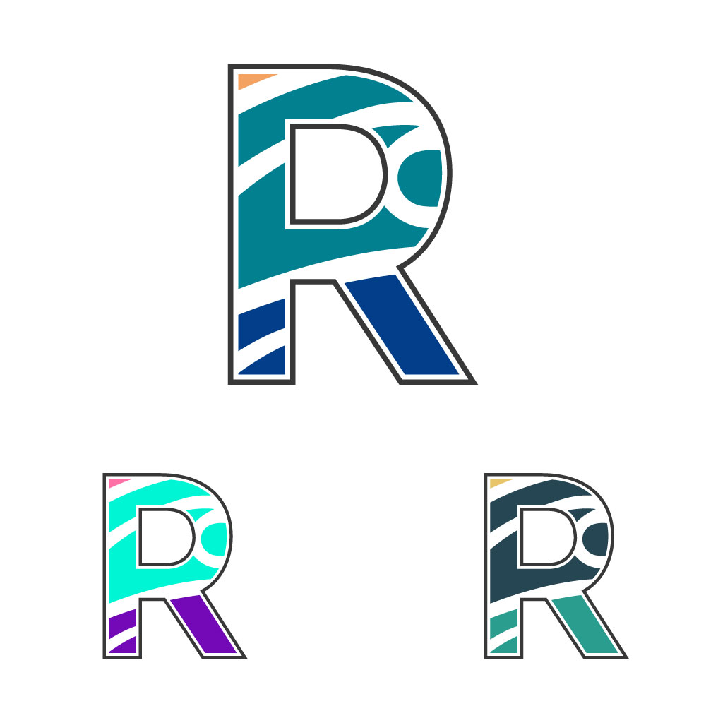 Abstract Colorful Letter R Logo Design with Waves and Stripes, Modern Vector Template