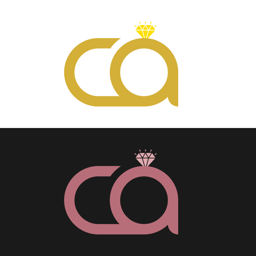 Luxury Letter CA monogram Logo with Diamond Ring Vector
